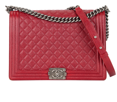 Large Boy, £1,600, Handbags, Red, Caviar Leather, Front view